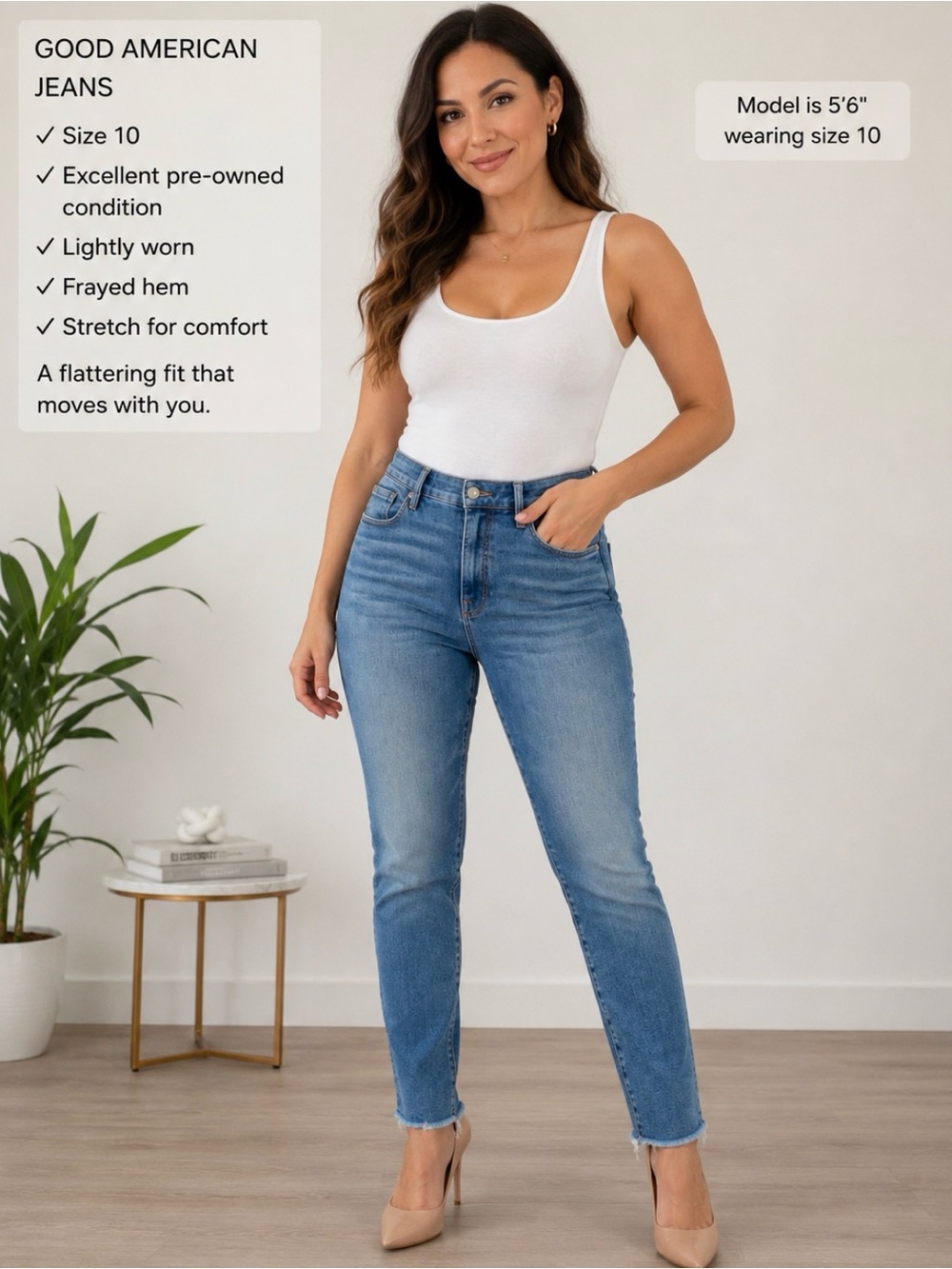 Good American good legs worn hem jeans size 14/32